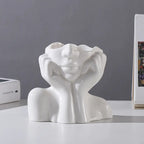 Sculptural Face Vase - Minimalist Nordic Ceramic Statment Piece
