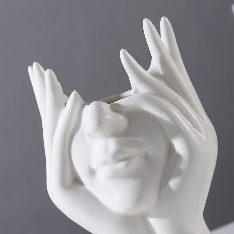 Sculptural Face Vase - Minimalist Nordic Ceramic Statment Piece